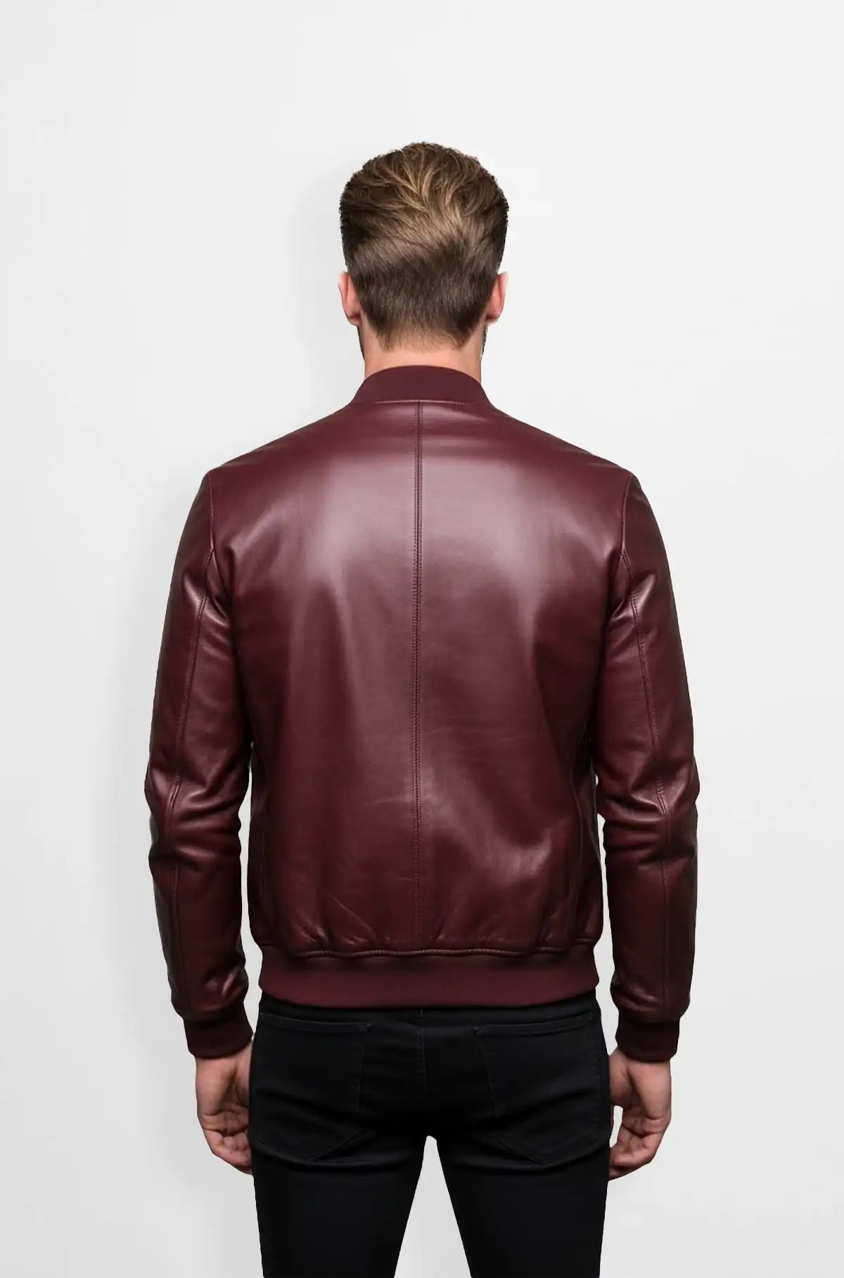 Crimson Crest Mens Maroon Leather Bomber Jacket Crimson Crest Mens Maroon Leather Bomber Jacket