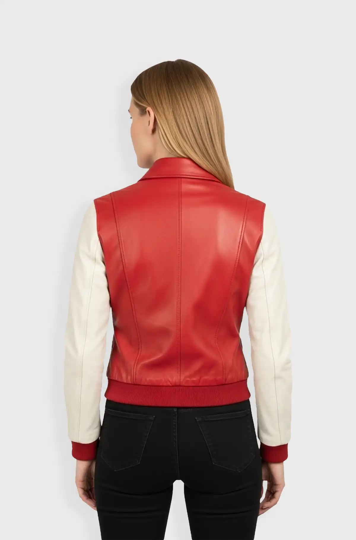 Crimson Pulse Bomber Leather Jacket Crimson Pulse Bomber Leather Jacket