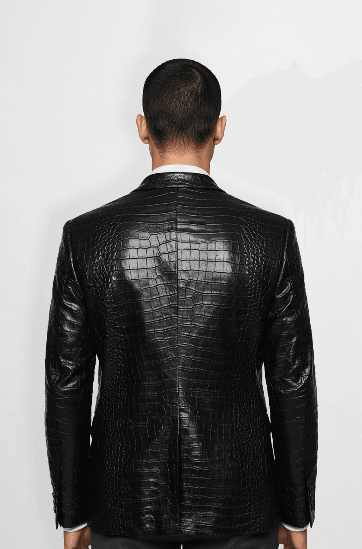 Crocodile Embossed Leather Blazer Jacket Crocodile Embossed Leather Blazer Jacket