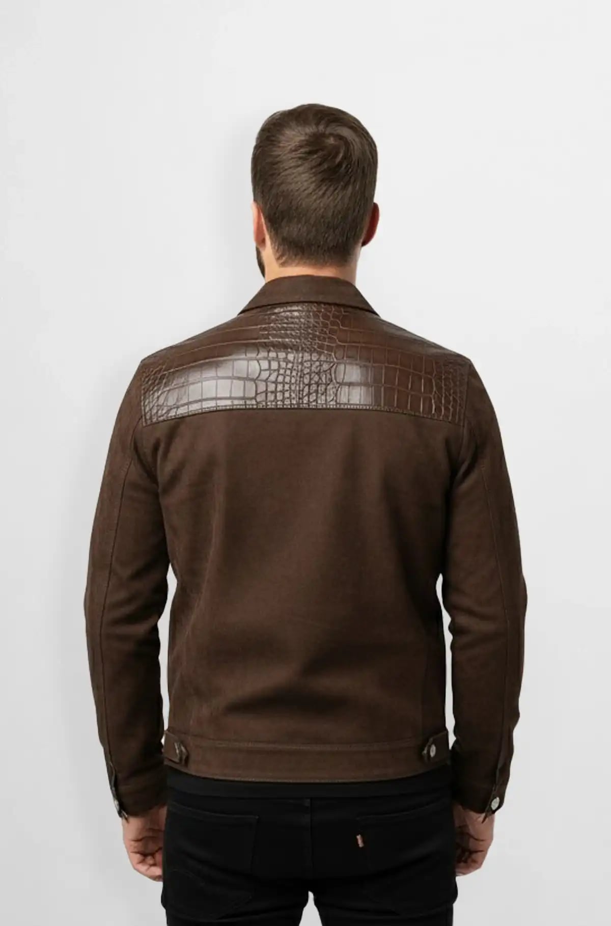 Crocodile Trim Classic Brown Suede Jacket Crocodile Trim Classic Brown Suede Jacket