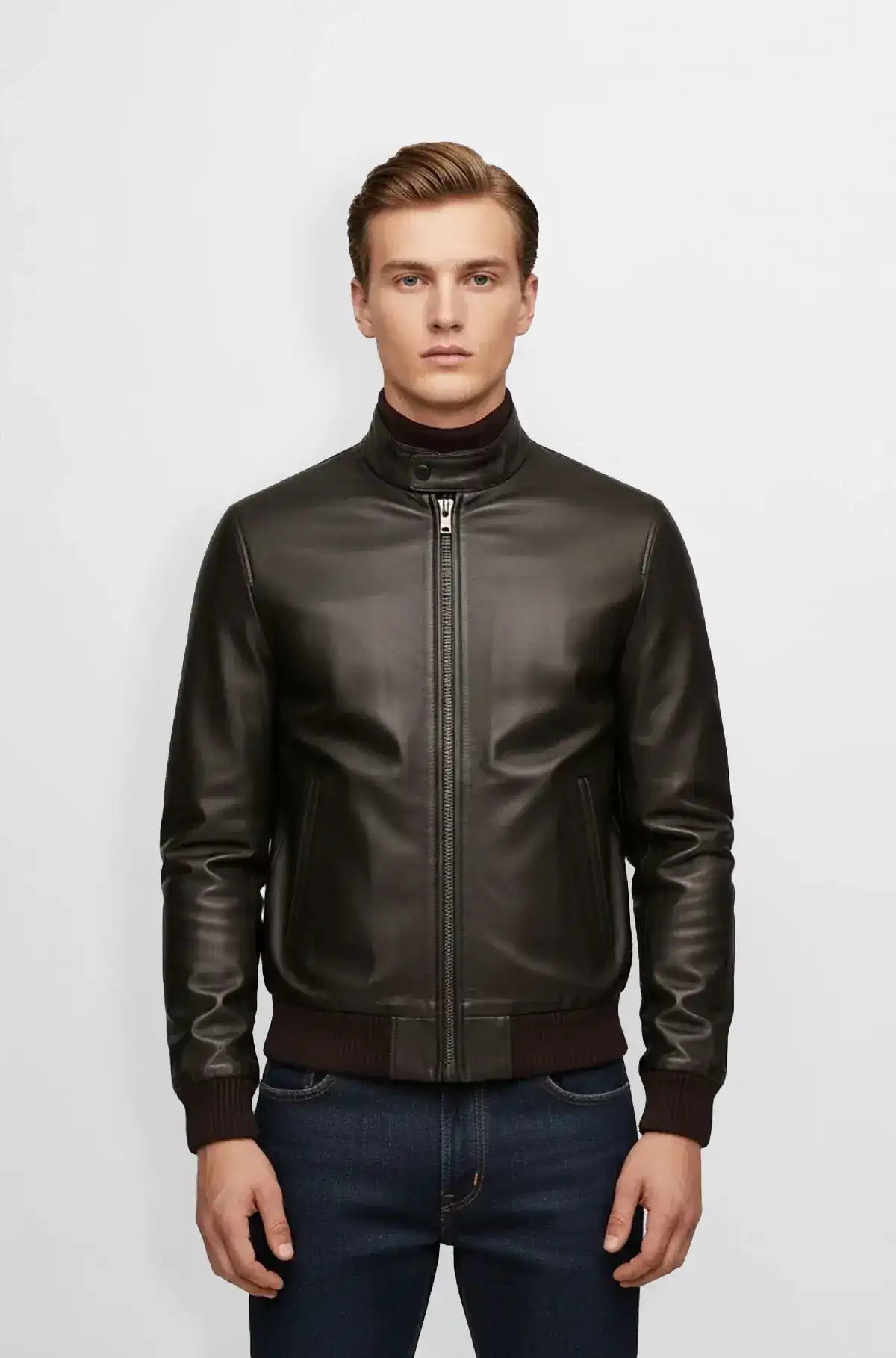 Dark Chocolate Brown Leather Bomber Jacket Dark Chocolate Brown Leather Bomber Jacket