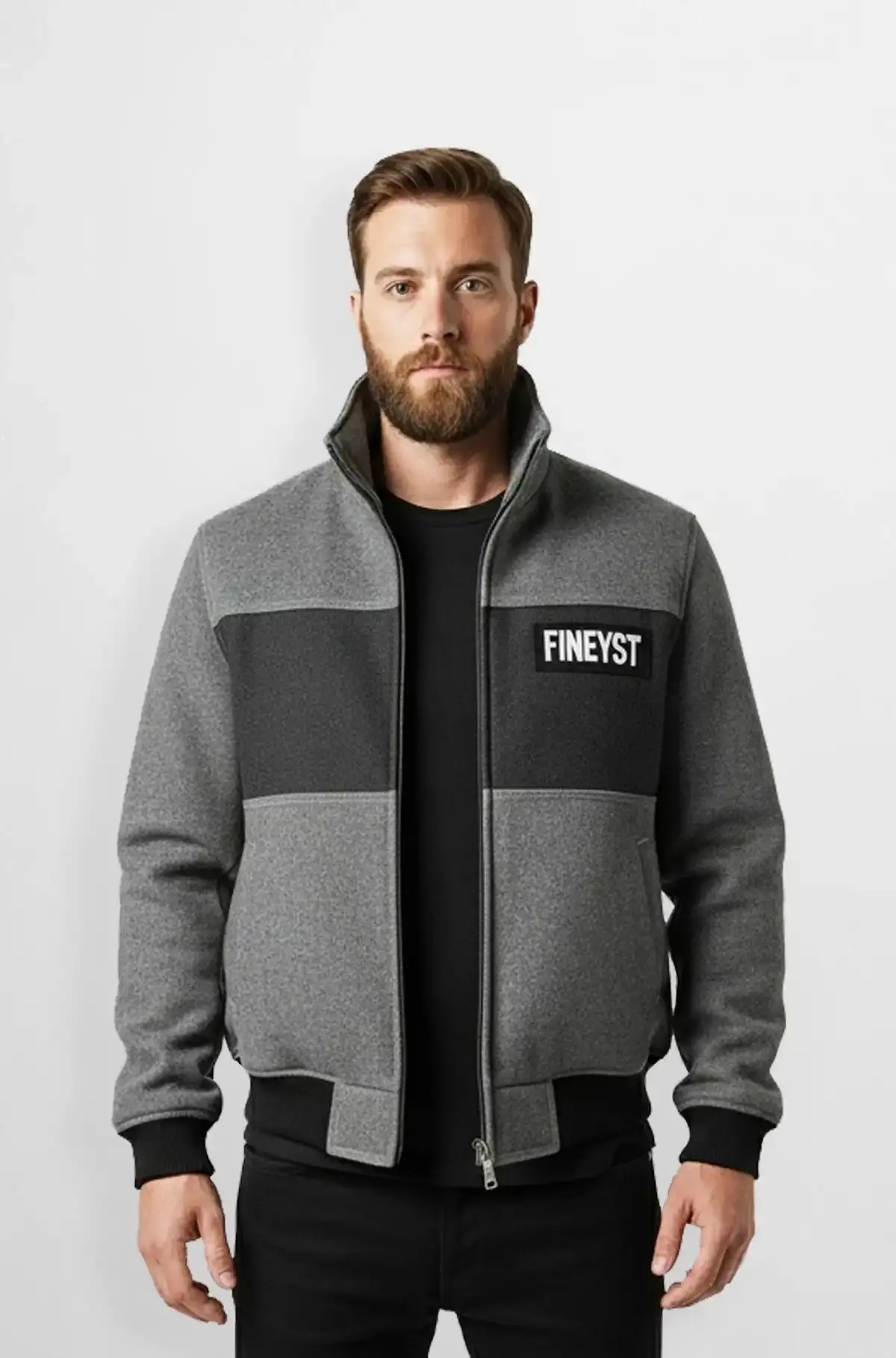 Dark Grey Fineyst Bomber Jacket Dark Grey Fineyst Bomber Jacket