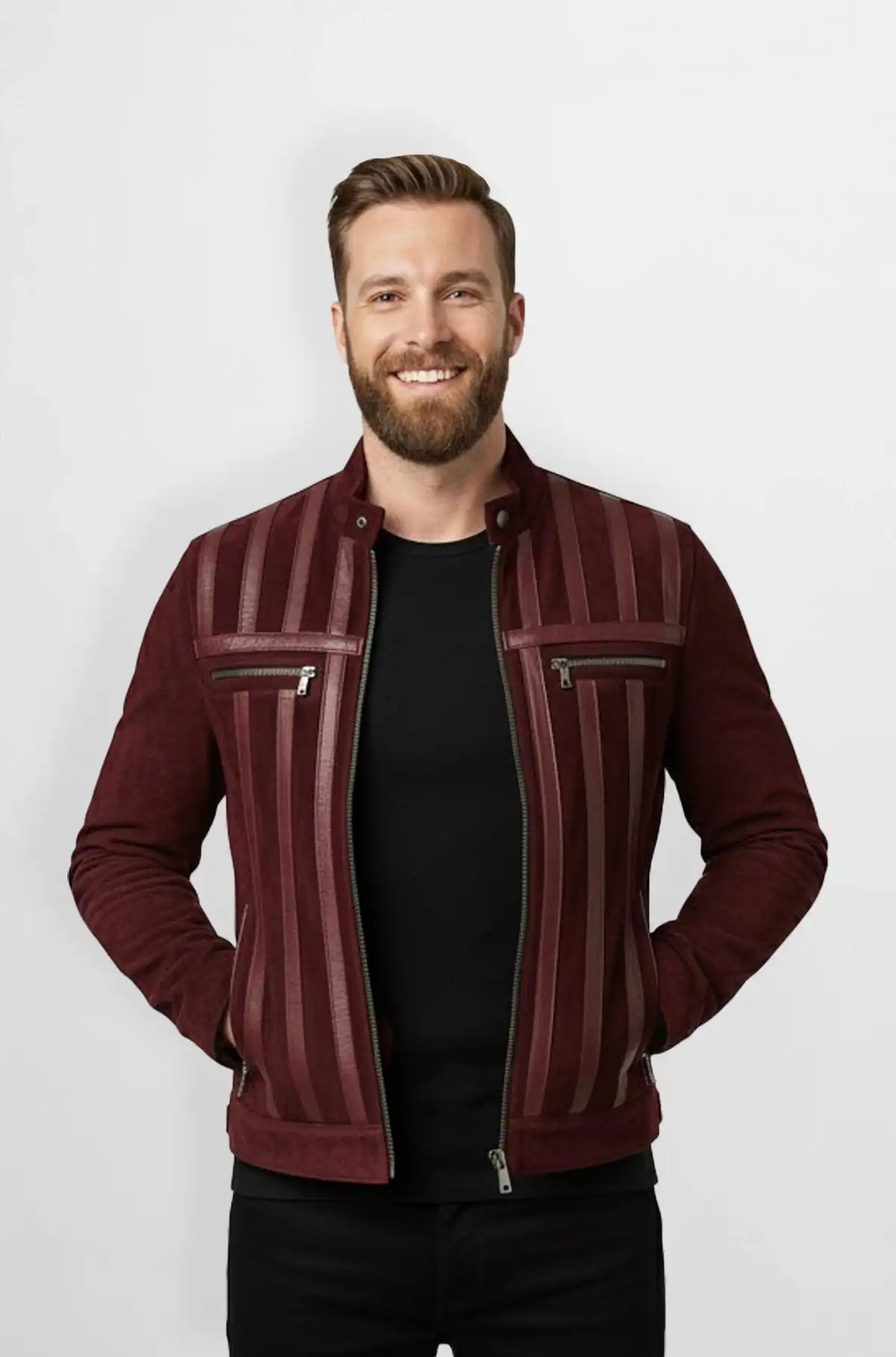 Deep Burgundy Stride Leather Jacket Deep Burgundy Stride Leather Jacket