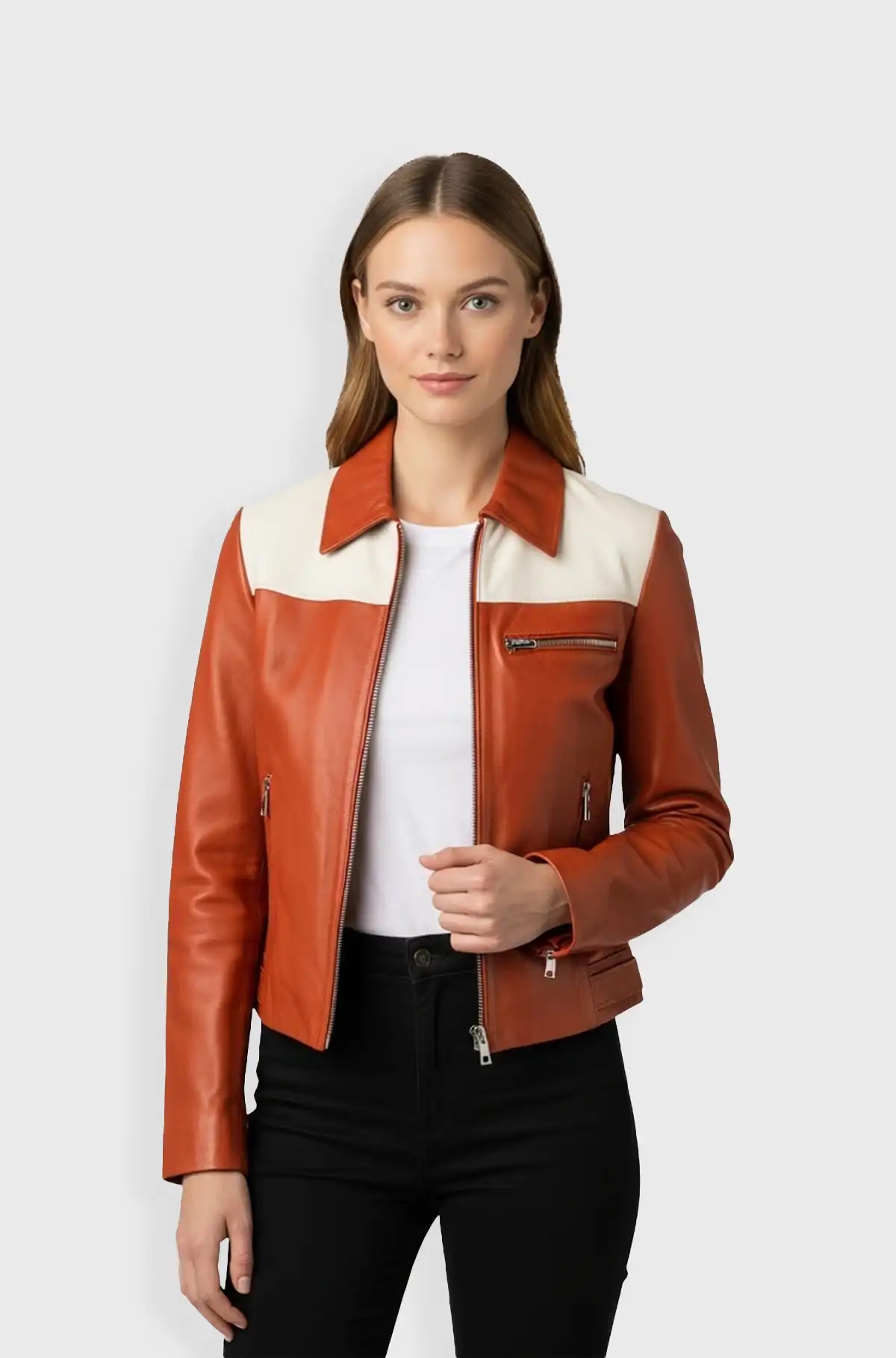 Emberline Duo Tone Leather Jacket Emberline Duo Tone Leather Jacket