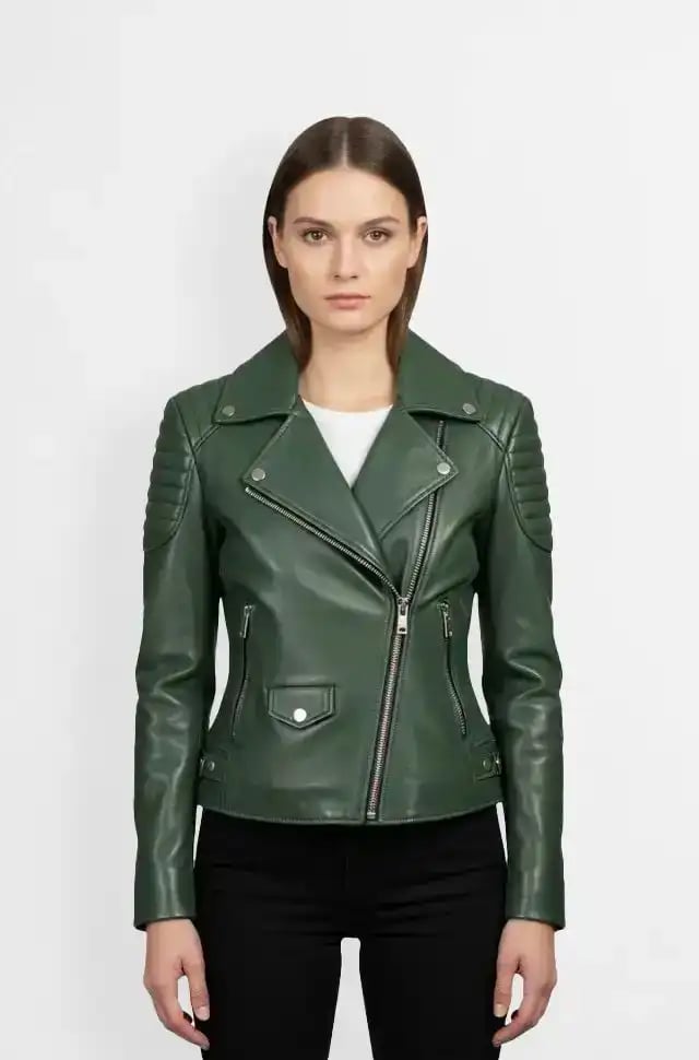 Emerald Apex Biker Leather Jacket Emerald Apex Biker Leather Jacket