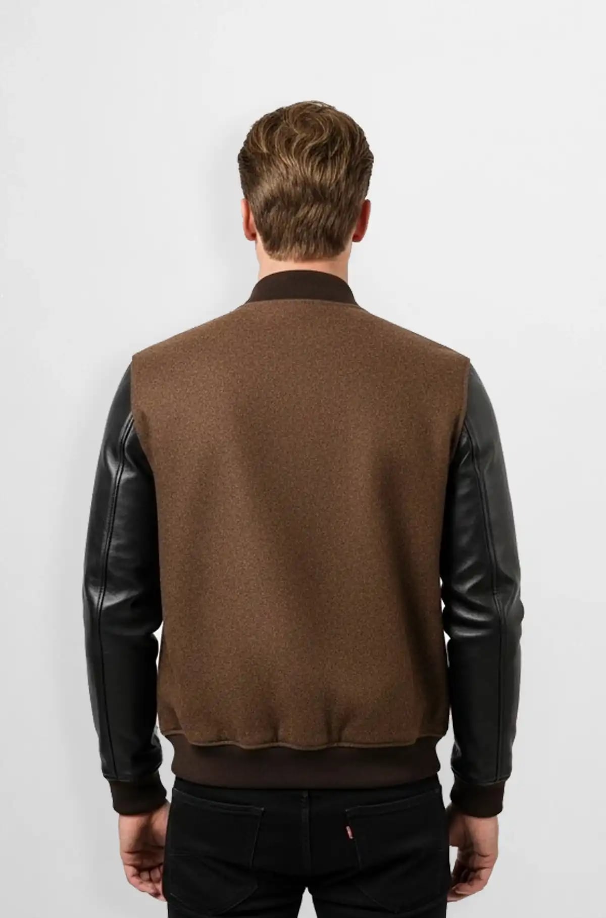Espresso Brown Varsity Leather Jacket Espresso Brown Varsity Leather Jacket