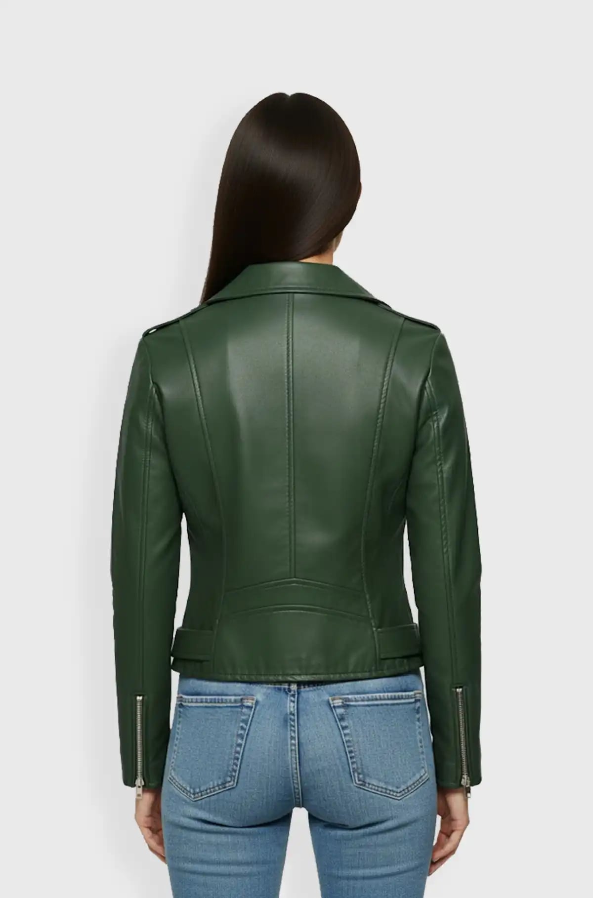Forest Green Leather Biker Jacket Forest Green Leather Biker Jacket