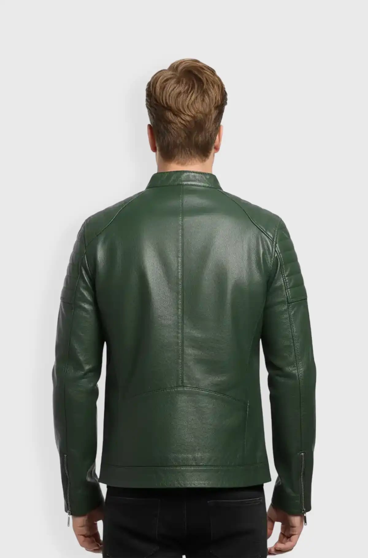 Genuine Green Biker Style Leather Jacket Genuine Green Biker Style Leather Jacket