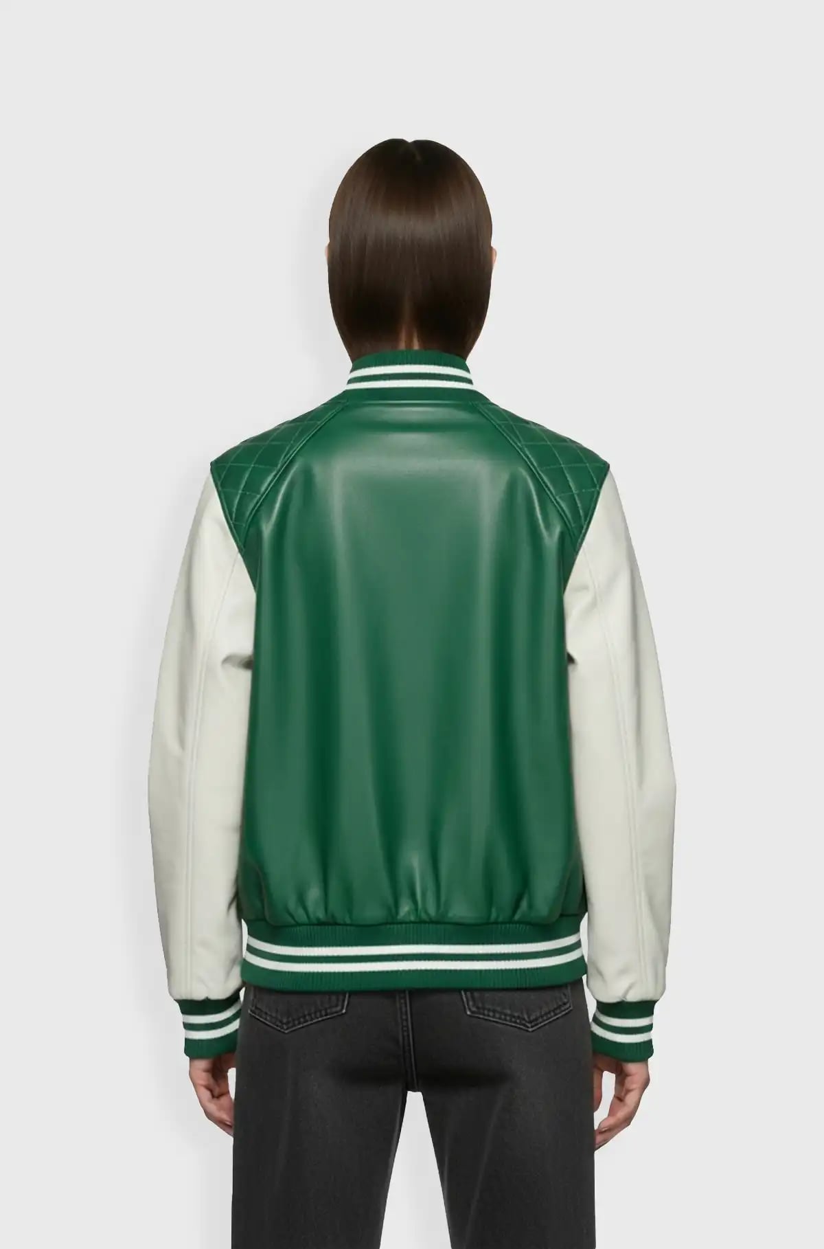 Green White Varsity Leather Jacket Green White Varsity Leather Jacket