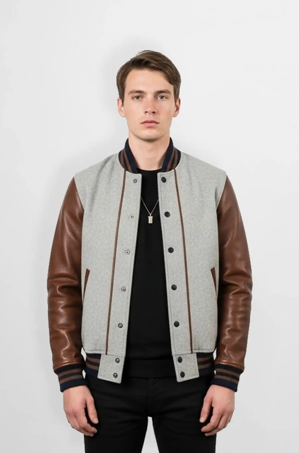 Heritage Brown Sleeve Men's Premium Varsity Jacket Heritage Brown Sleeve Men's Premium Varsity Jacket