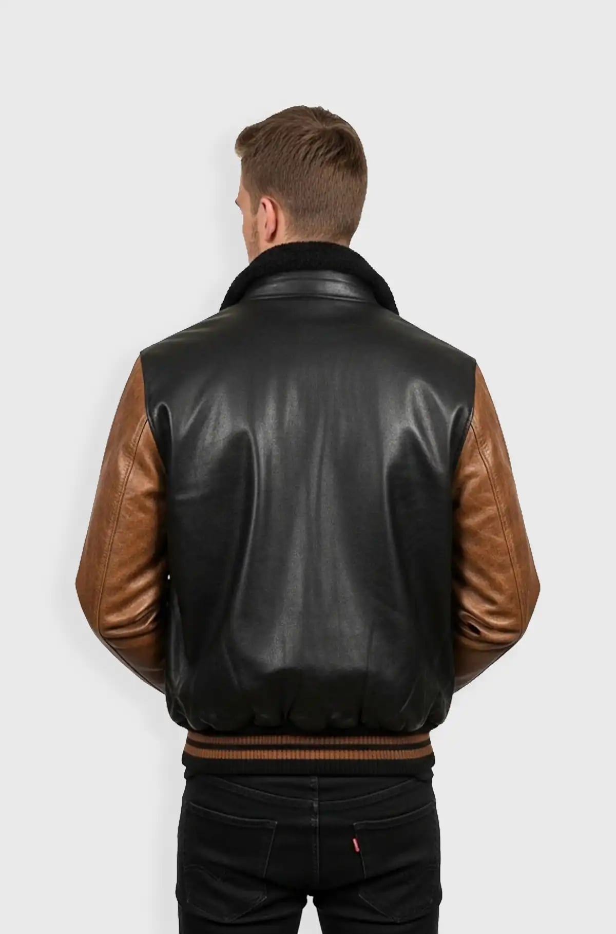 Heritage Luxe Black and Brown Varsity Leather Jacket Heritage Luxe Black and Brown Varsity Leather Jacket