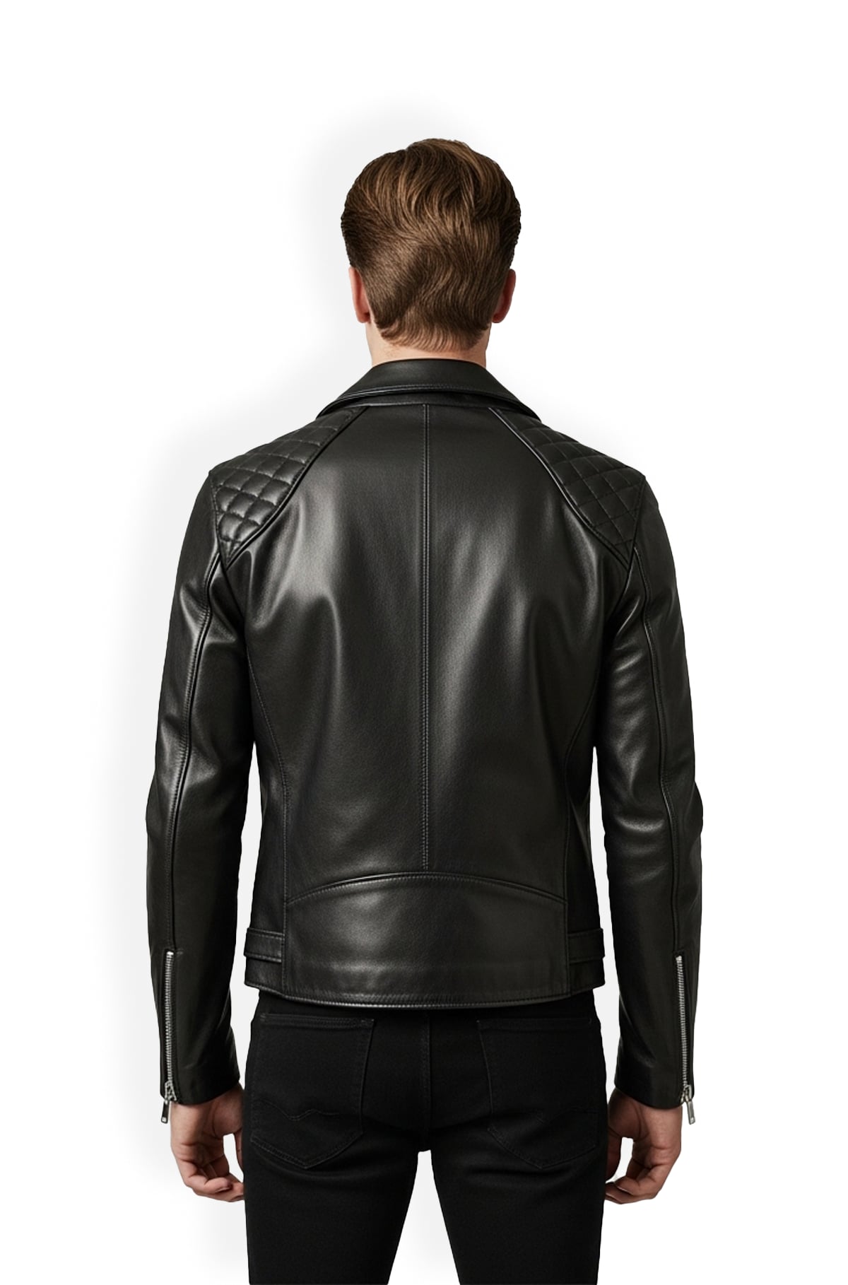 Jet Black Quilted Biker Leather Jacket Jet Black Quilted Biker Leather Jacket
