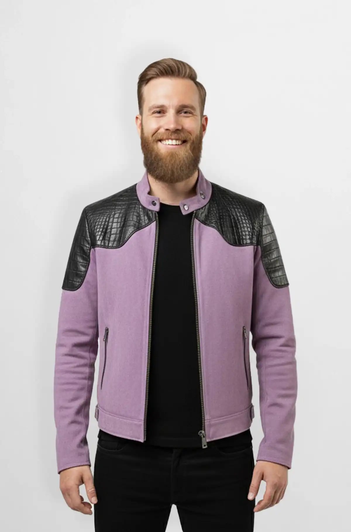 Lavender with Black Crocodile Embossed Shoulders Lavender with Black Crocodile Embossed Shoulders