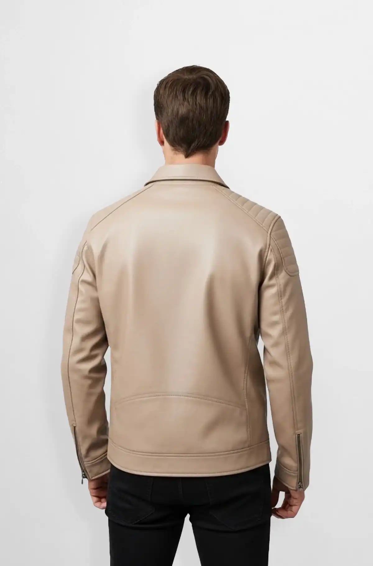 Light Beige Premium Leather Bomber Jacket Light Beige Premium Leather Bomber Jacket