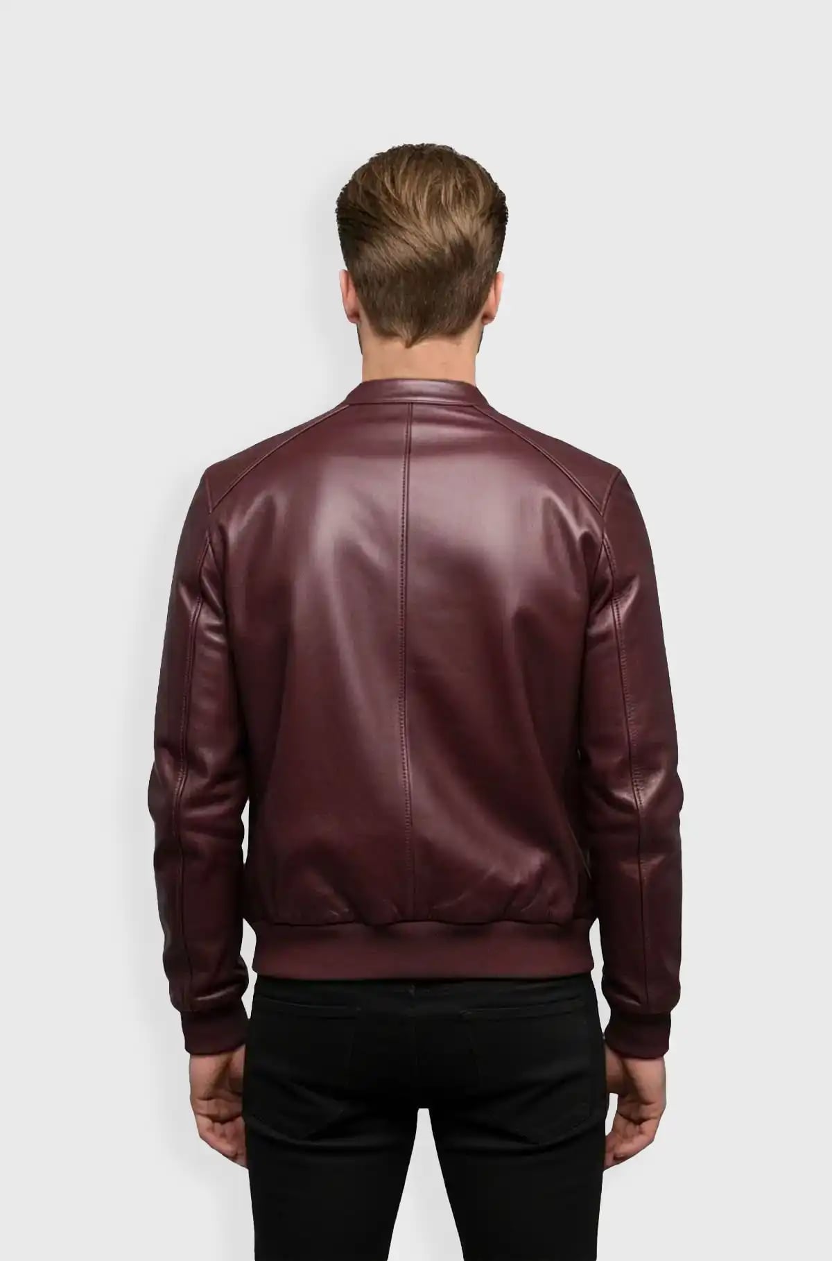 Lux Style Mens Burgundy Leather Bomber Jacket Lux Style Mens Burgundy Leather Bomber Jacket