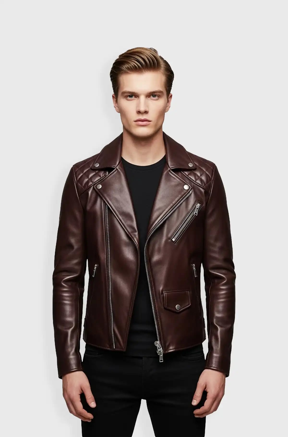 Maroon Rebel Quilted Biker Jacket Maroon Rebel Quilted Biker Jacket