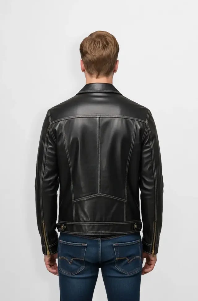 Mens Classic Black Leather Biker Jacket Mens Classic Black Leather Biker Jacket