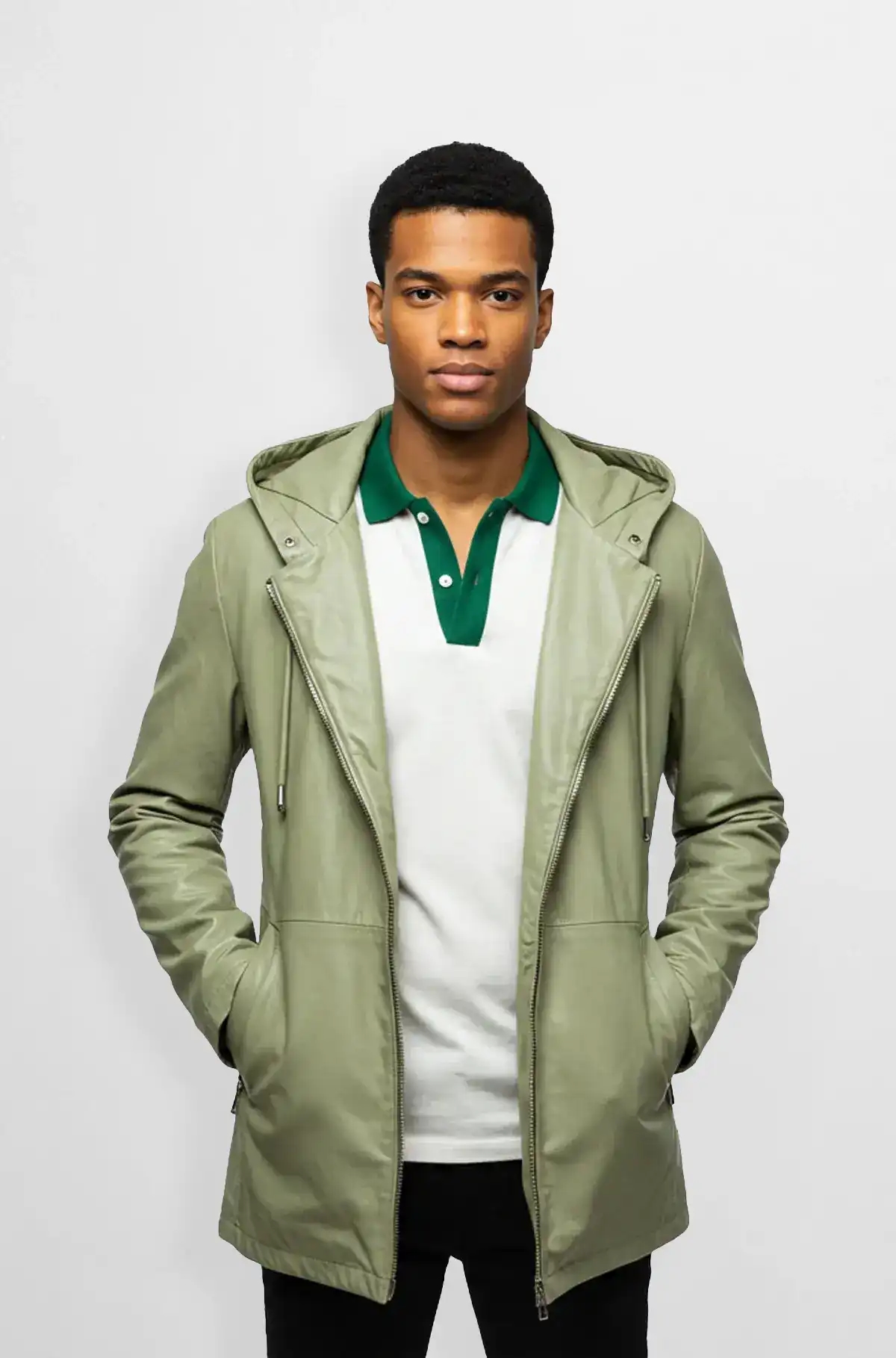 Mens Olive Green Hooded Parka Mens Olive Green Hooded Parka