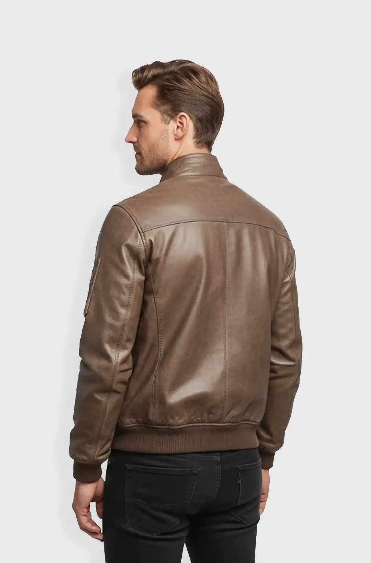 Mens Brown Leather Bomber Jacket Urban Style Mens Brown Leather Bomber Jacket Urban Style
