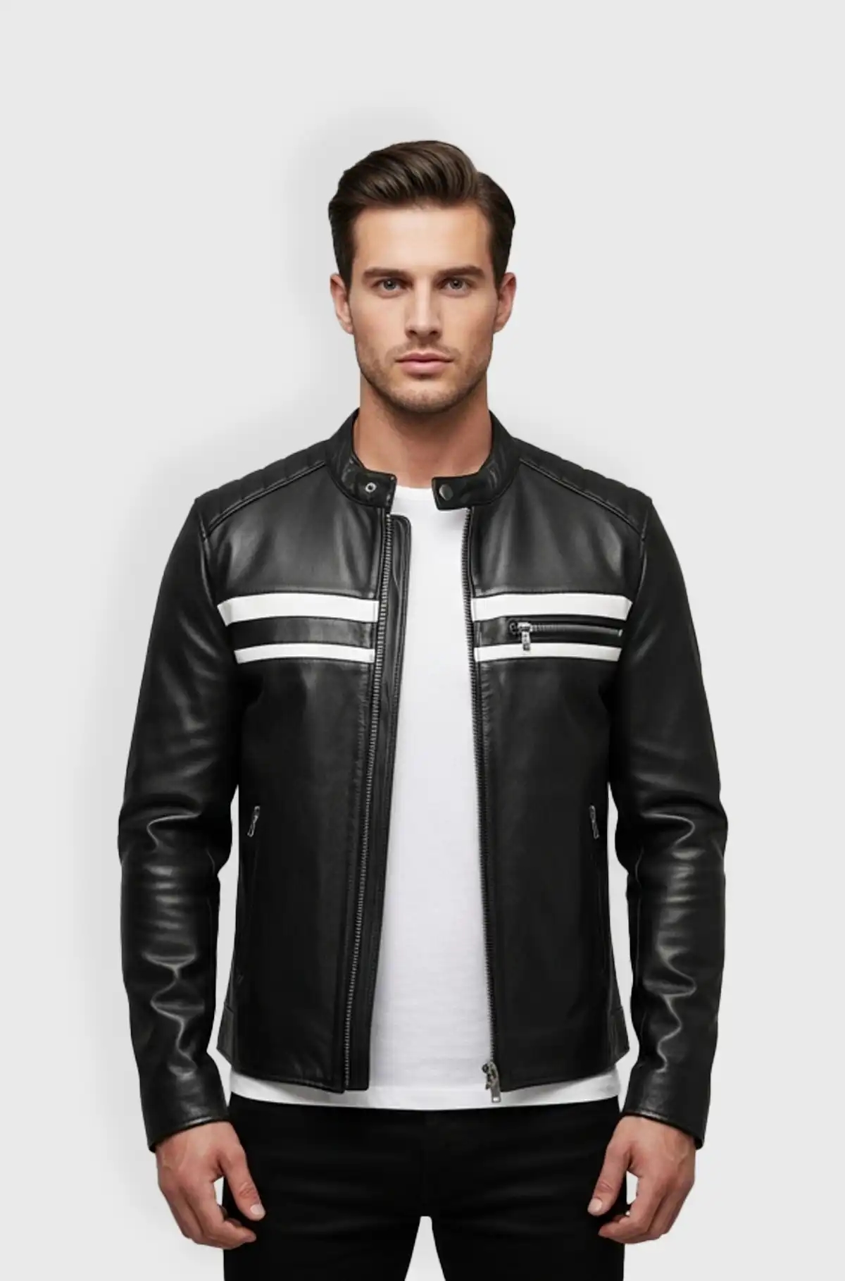 Mens Cafe Racer Black Leather Jacket Mens Cafe Racer Black Leather Jacket