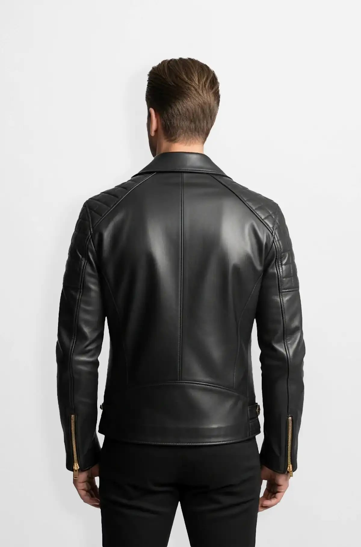 Midnight Black Quilted Biker Leather Jacket Midnight Black Quilted Biker Leather Jacket