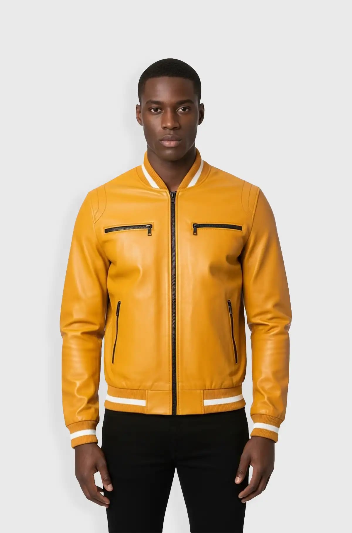 Mustard Yellow Leather Bomber Jacket Mustard Yellow Leather Bomber Jacket