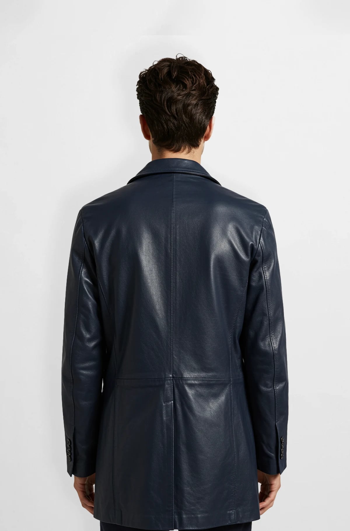 Navy Blue Leather Trench Coat Navy Blue Leather Trench Coat
