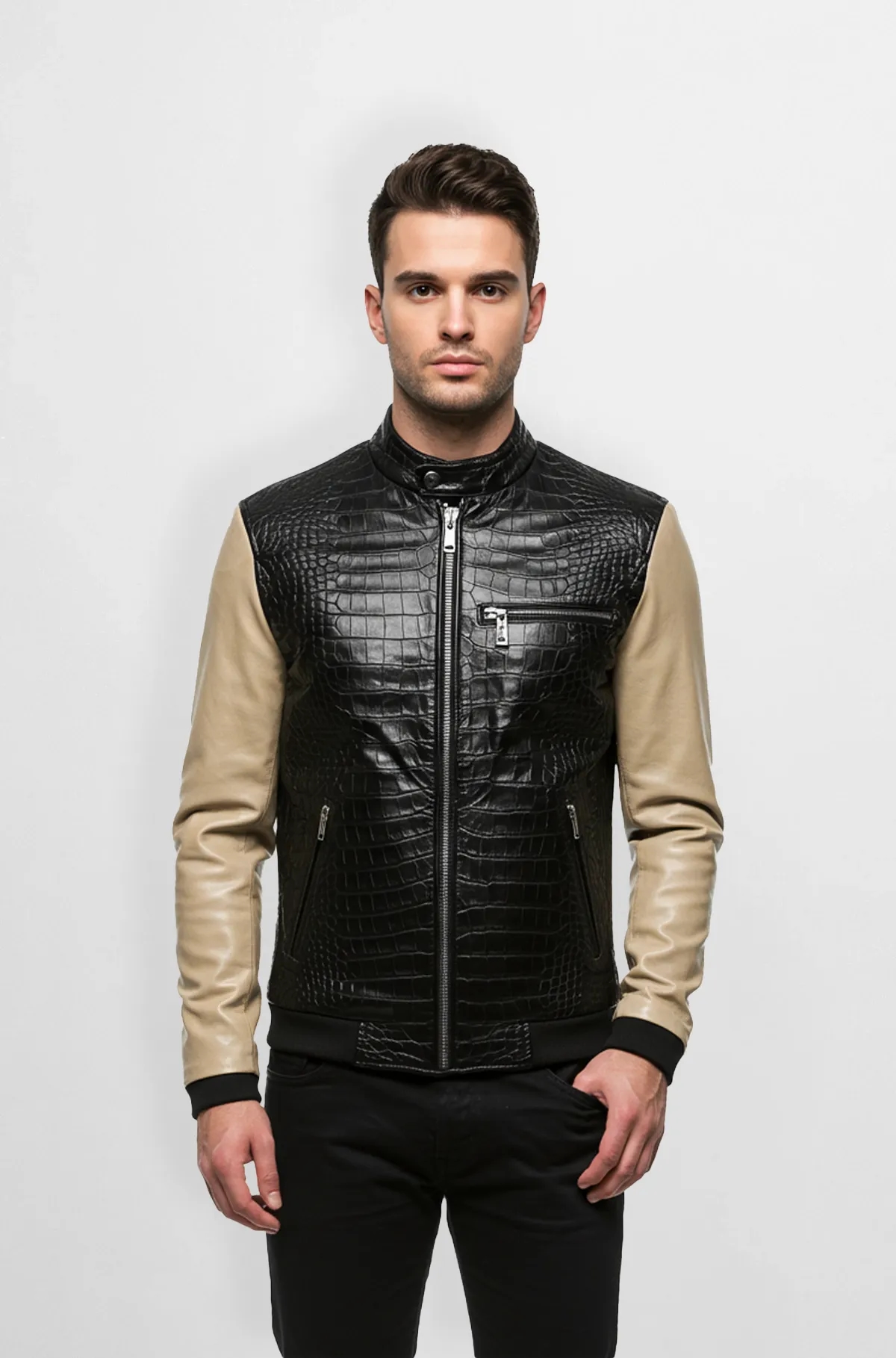 NoirEdge Crocodile Bomber Jacket NoirEdge Crocodile Bomber Jacket