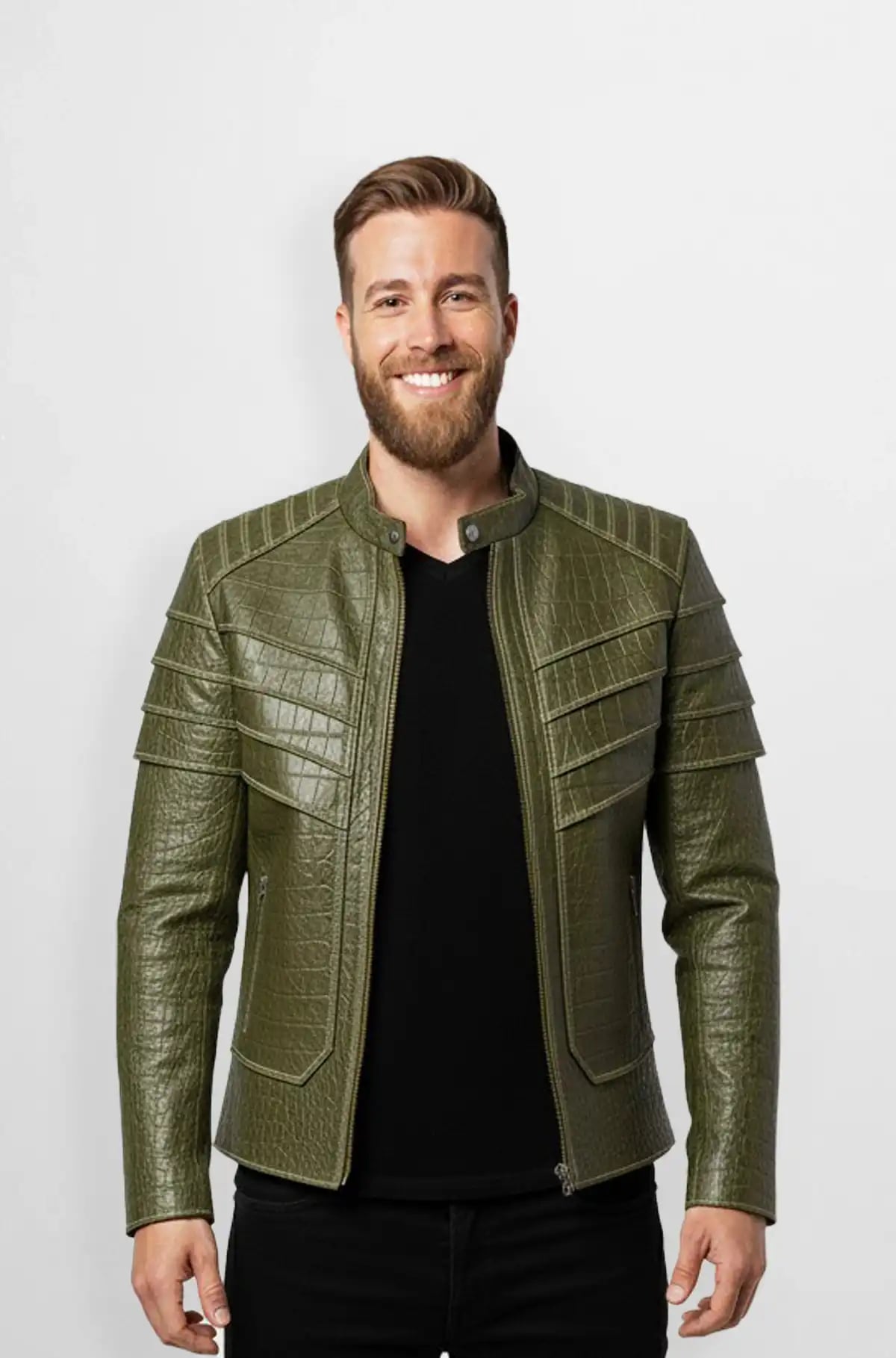 Olive Viper Crocodile Leather Jacket Olive Viper Crocodile Leather Jacket