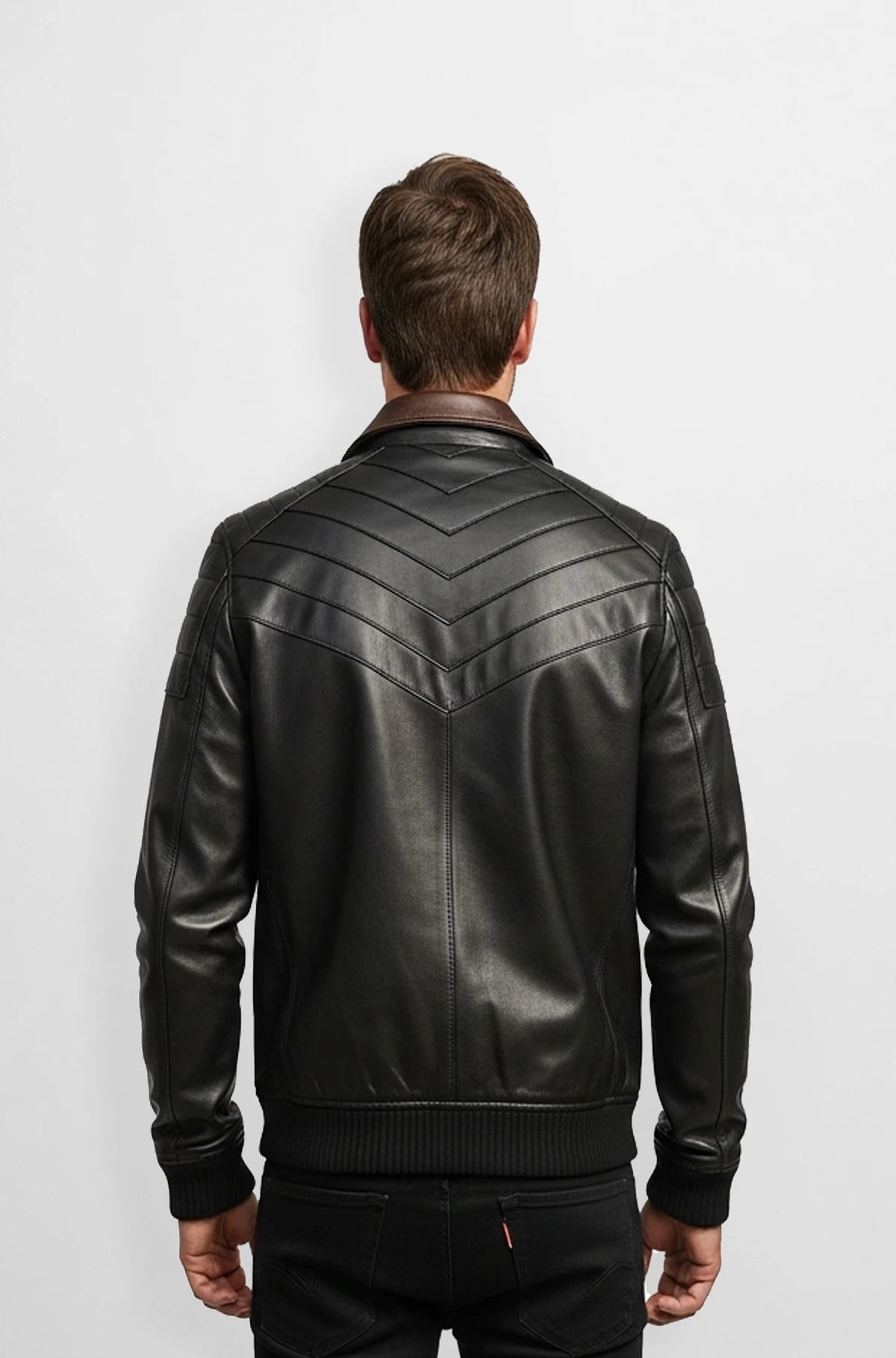 Pearl Black Leather Bomber Jacket for Men Pearl Black Leather Bomber Jacket for Men