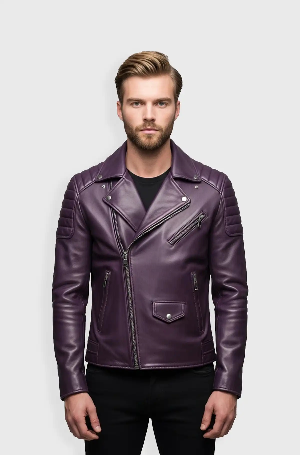 Plum Purple Regal Rider Biker Leather Jacket Plum Purple Regal Rider Biker Leather Jacket