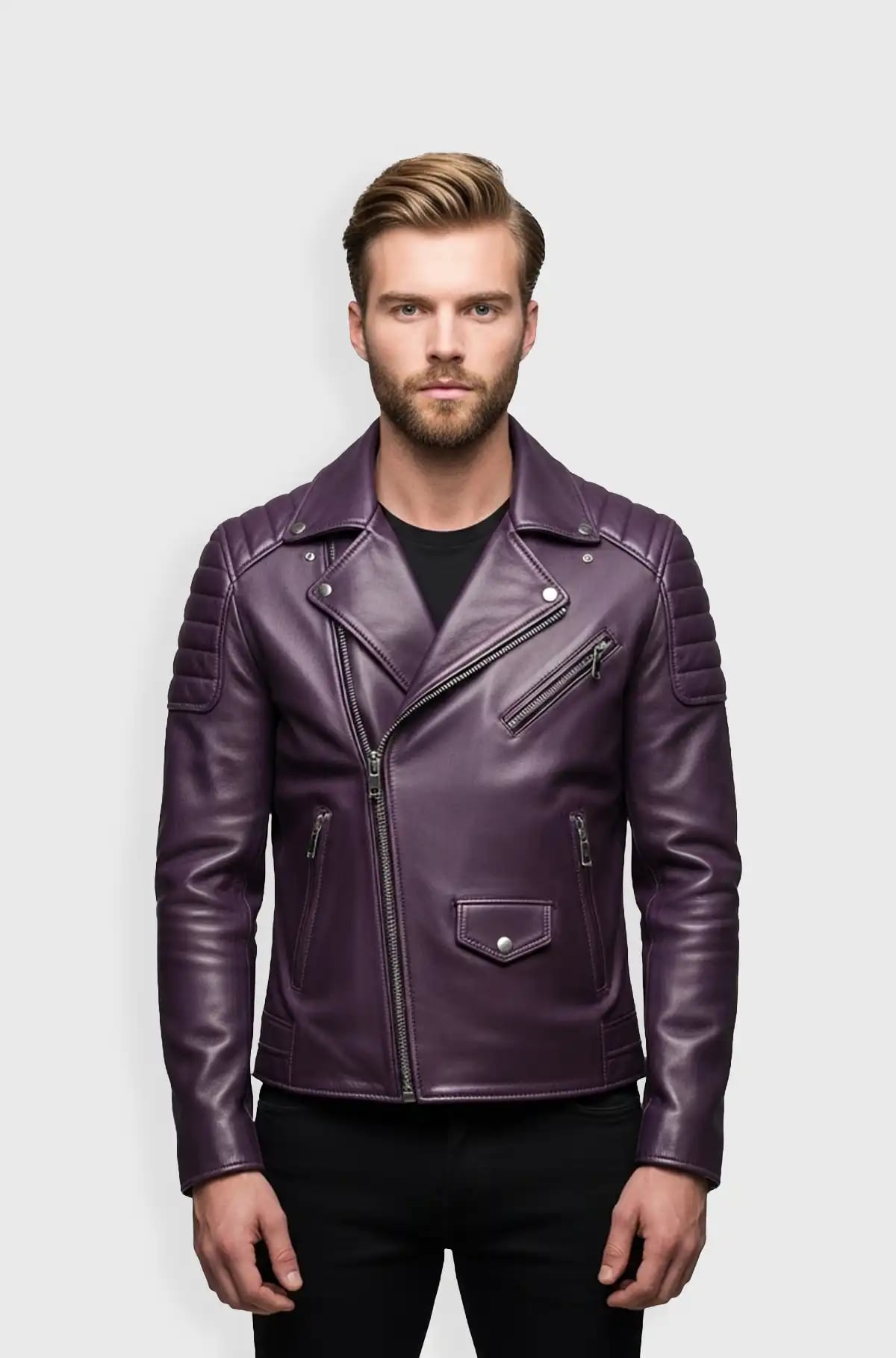 Plum Purple Regal Rider Biker Leather Jacket Plum Purple Regal Rider Biker Leather Jacket
