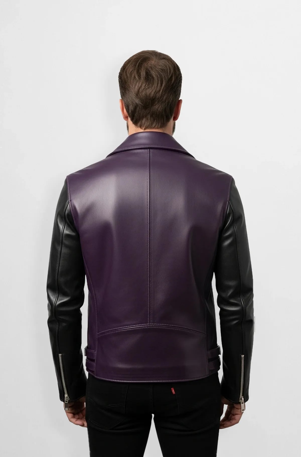 Purple Leather Biker Jacket for Men Purple Leather Biker Jacket for Men