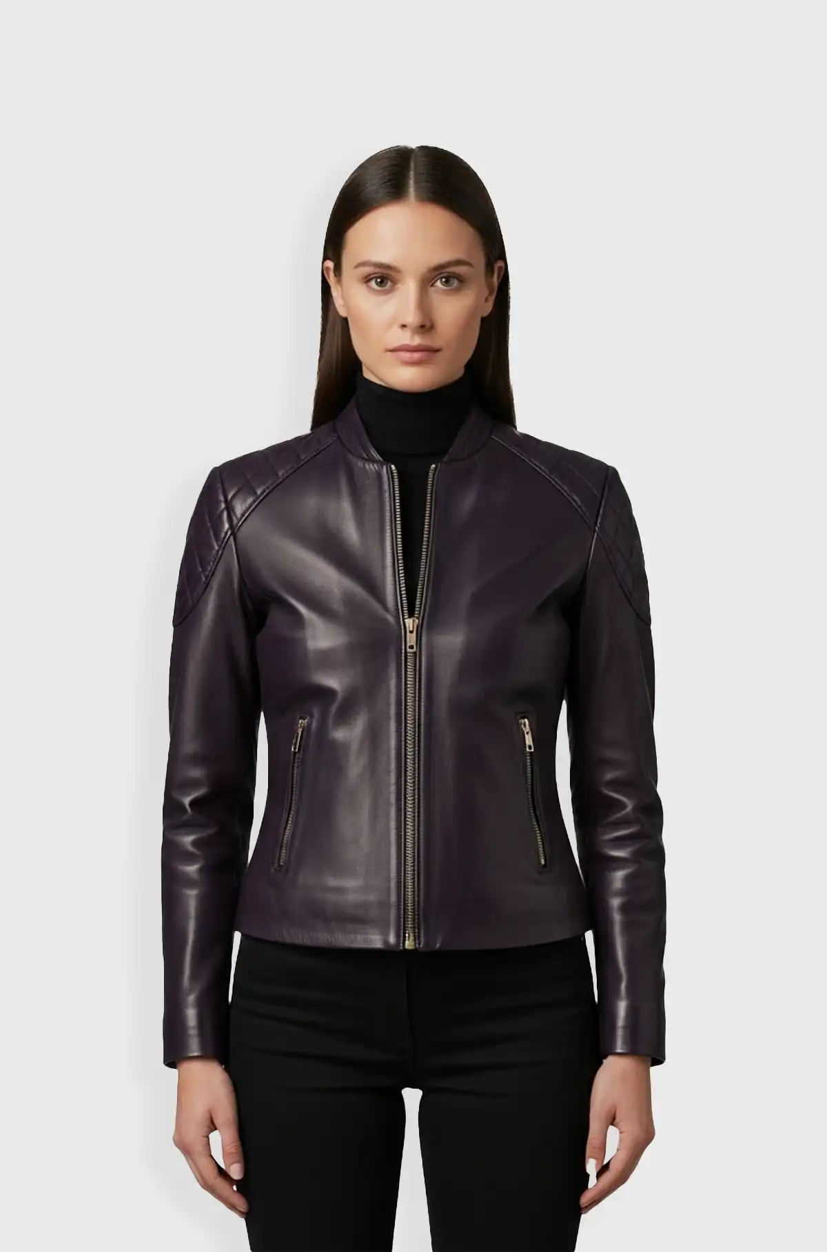 Purple Leather Bomber Jacket For Women Purple Leather Bomber Jacket For Women