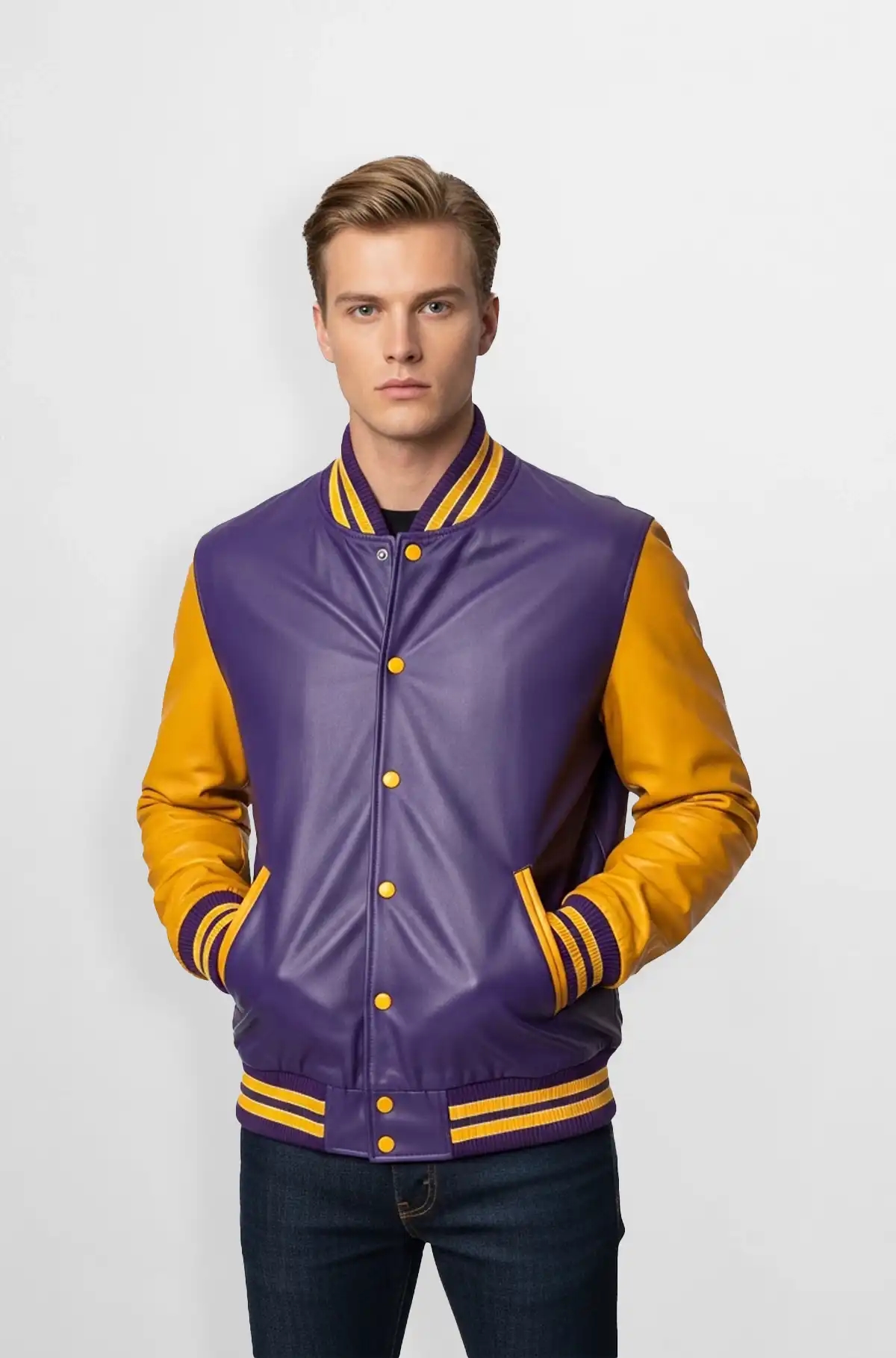 Purple and Yellow Varsity Leather Jacket Purple and Yellow Varsity Leather Jacket