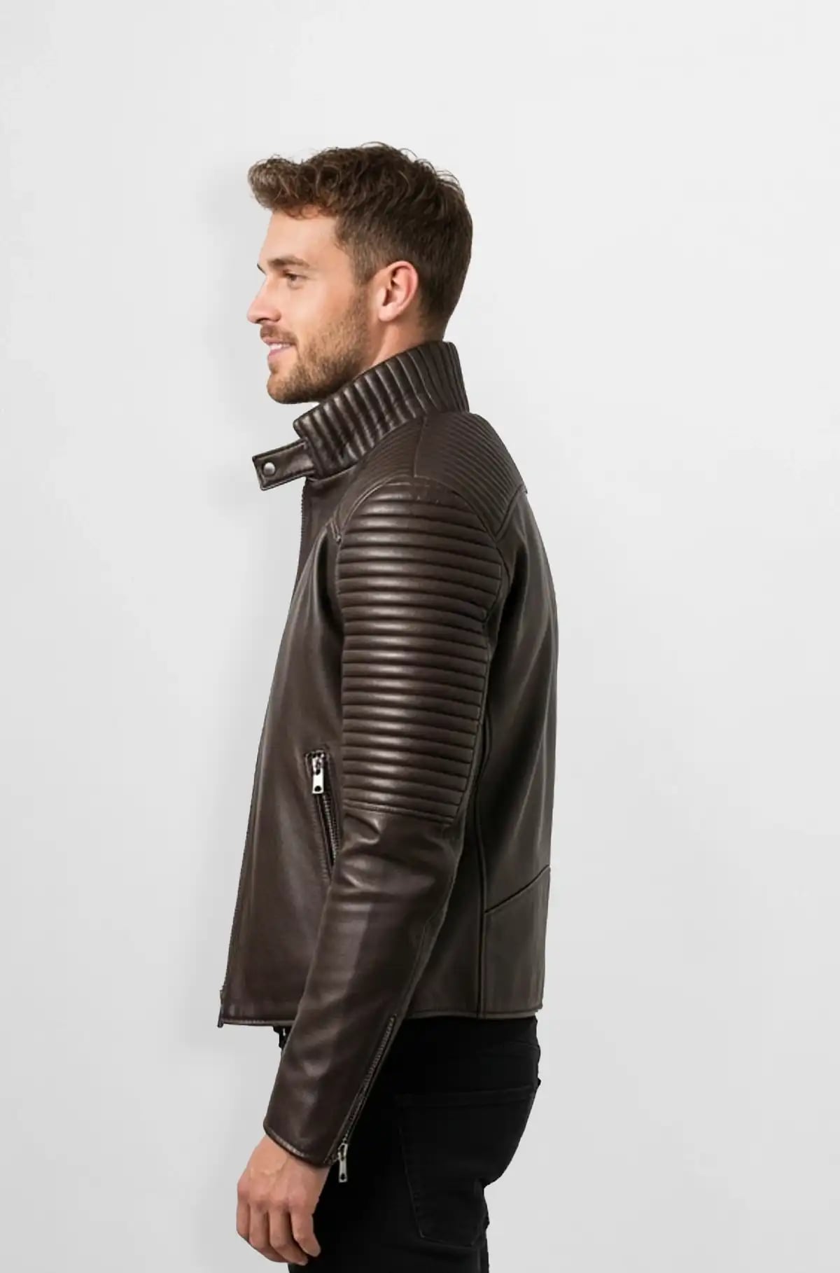 Ridge Armor Brown Quilted Biker Jacket Ridge Armor Brown Quilted Biker Jacket