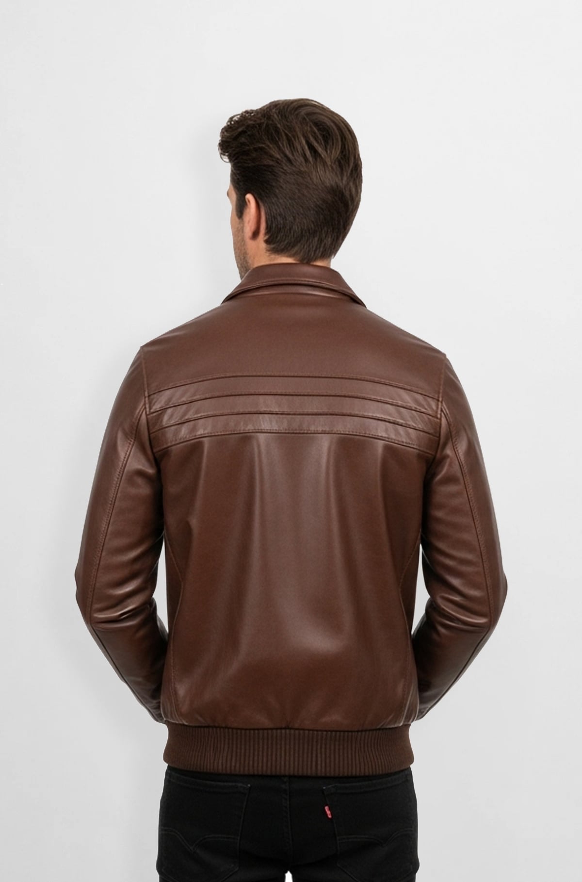 Russet Brown Leather Bomber Jacket for Men Russet Brown Leather Bomber Jacket for Men