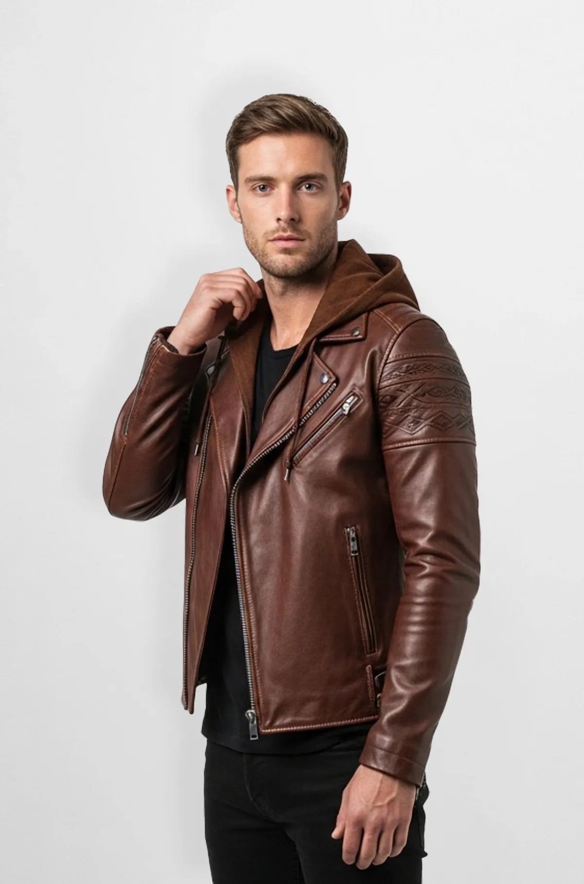 Sable Ridge Classic Hooded Moto Jacket Sable Ridge Classic Hooded Moto Jacket