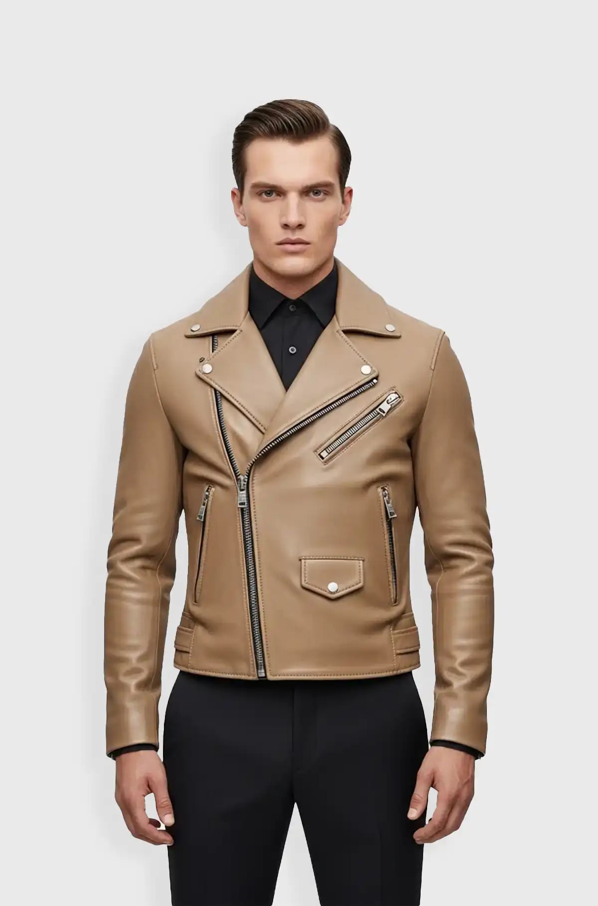 Sahara Edge Tan Leather Biker Jacket Sahara Edge Tan Leather Biker Jacket