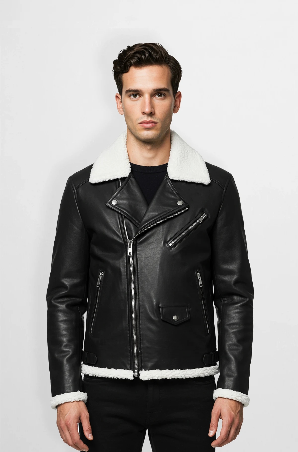 Shearling Leather Biker Jacket Shearling Leather Biker Jacket
