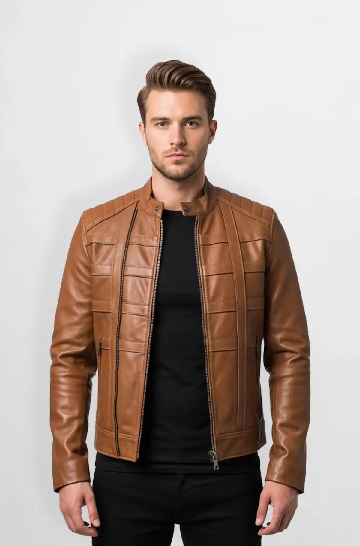 Tan Quilted Leather Jacket Tan Quilted Leather Jacket