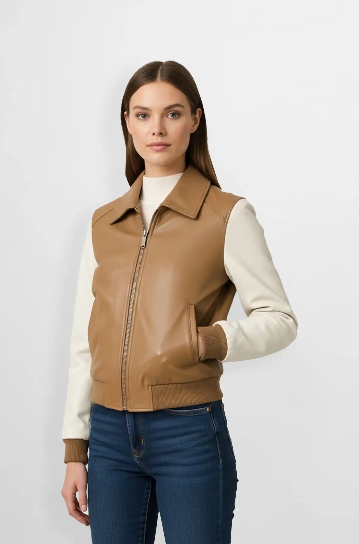 Urban Drift Camel and Cream Bomber Jacket Urban Drift Camel and Cream Bomber Jacket