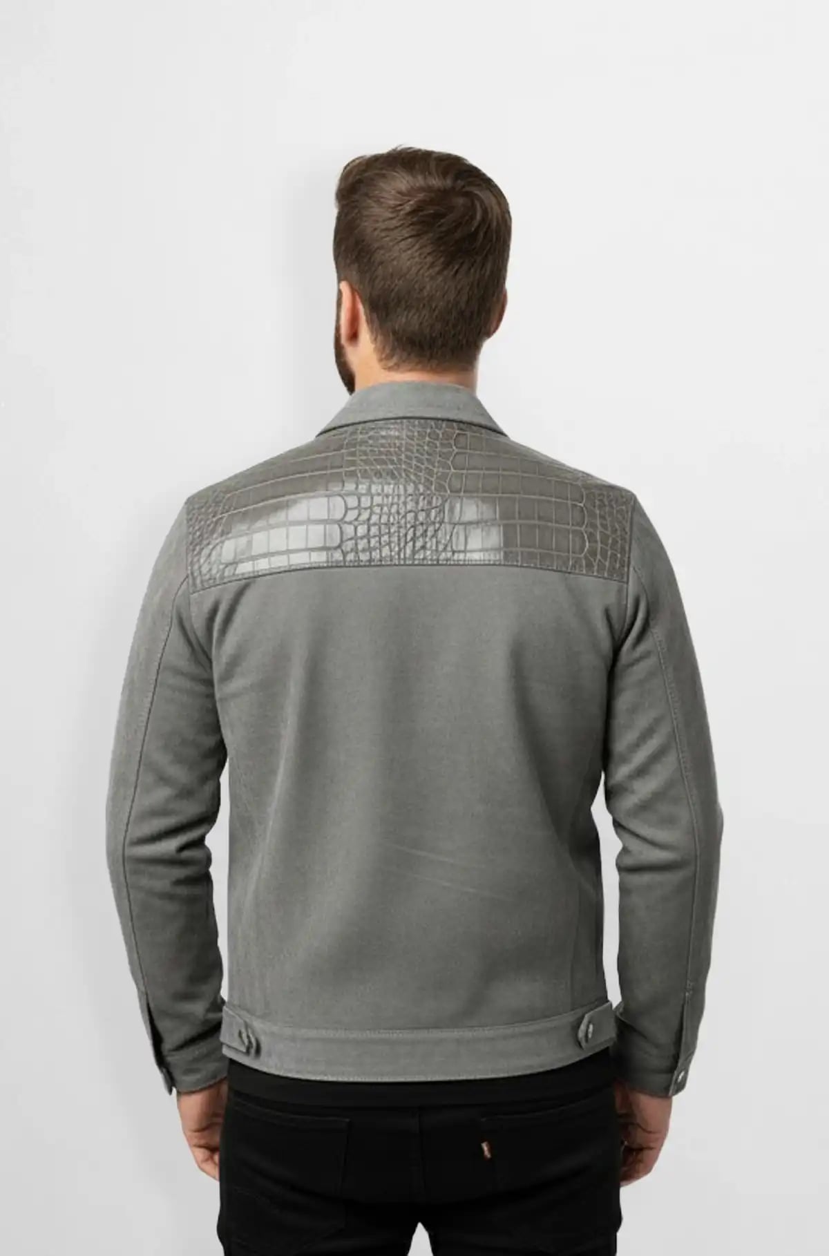 Urban Luxe Suede Croc Panel Jacket Urban Luxe Suede Croc Panel Jacket