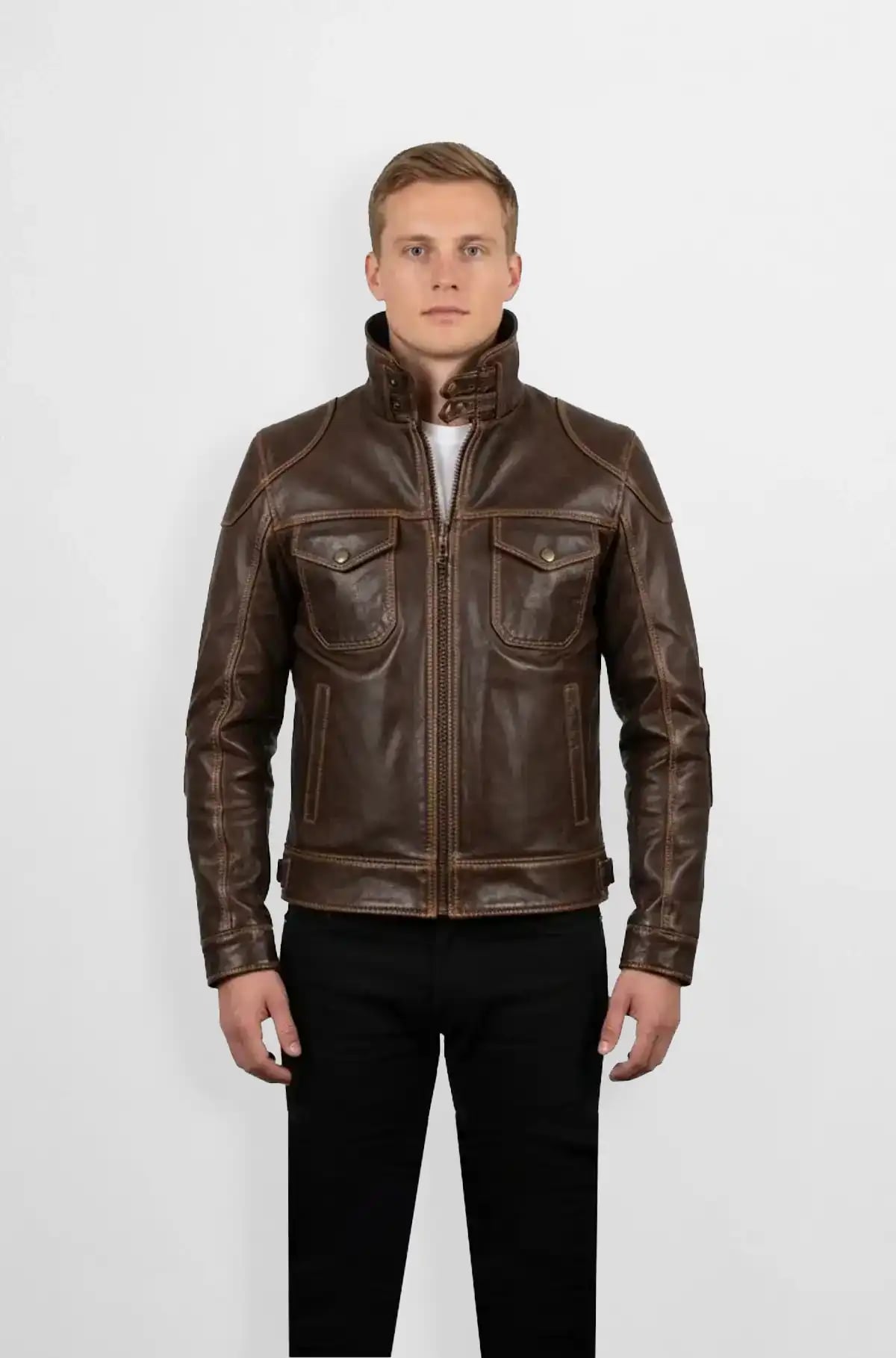 iconic Brown Leather Biker Jacket iconic Brown Leather Biker Jacket