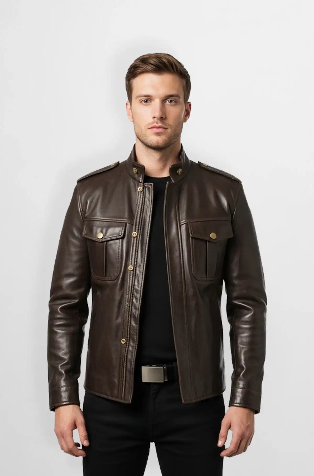 Vintage Brown Leather Moto Jacket with Gold Hardware Vintage Brown Leather Moto Jacket with Gold Hardware