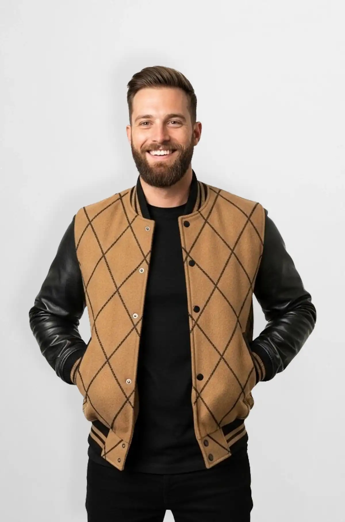 Windsor Check Varsity Leather Jacket Windsor Check Varsity Leather Jacket