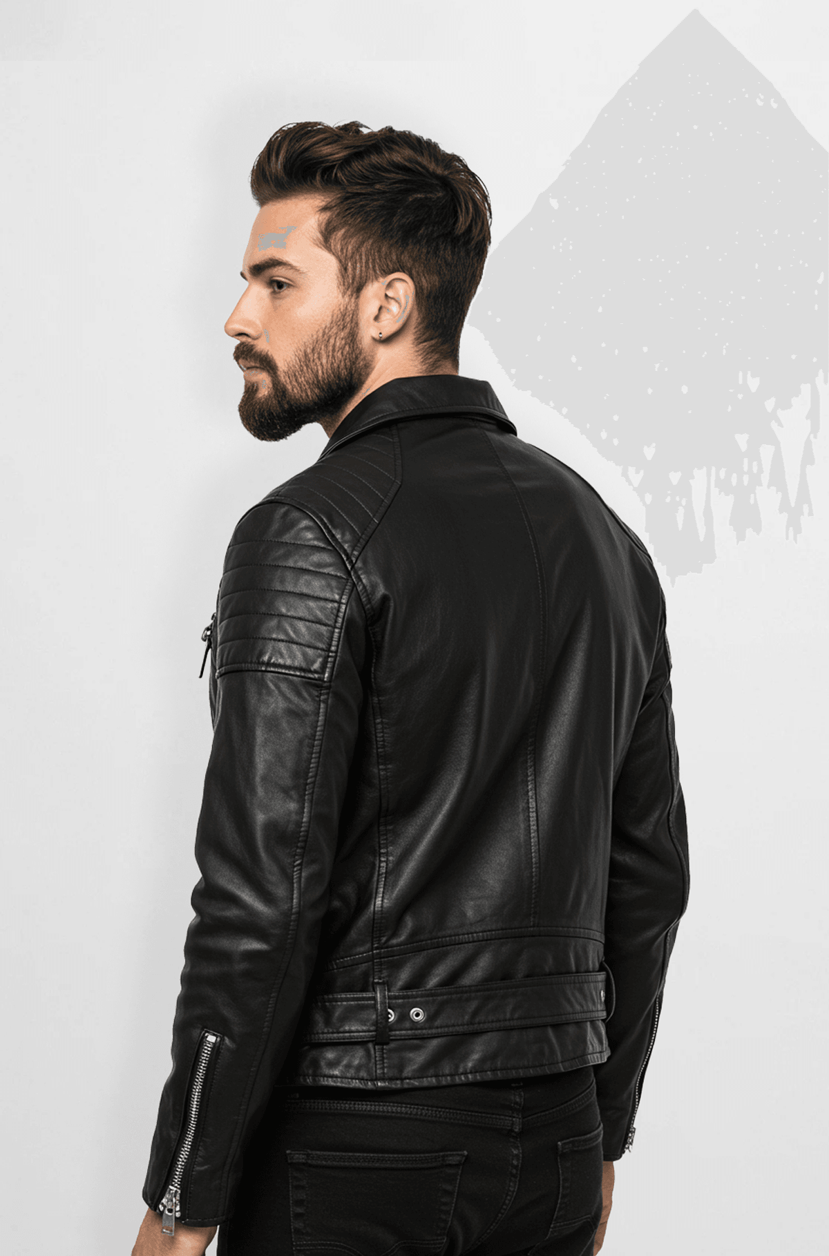 charcoal Black Biker Leather Jacket charcoal Black Biker Leather Jacket