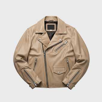 Mens Beige Biker Leather Jackets