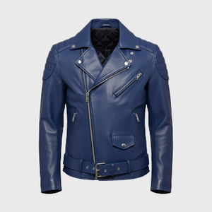 Mens Blue Leather Motorcycle Jackets
