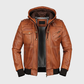 Mens Brown Leather Jackets Hood